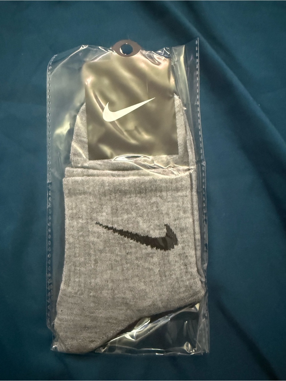 Nike Grey Crew Socks with Black Swoosh